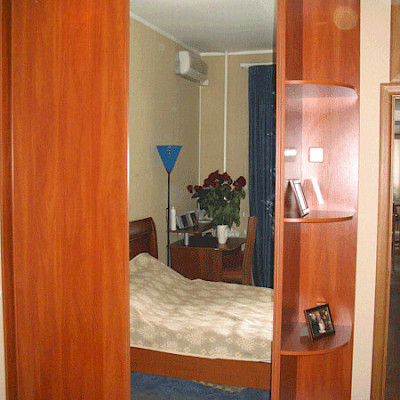 Шкаф-купе с подсветкой и зеркалом в спальню